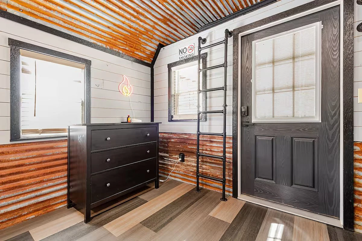Cabin bedroom with wood interior at Moto Supreme