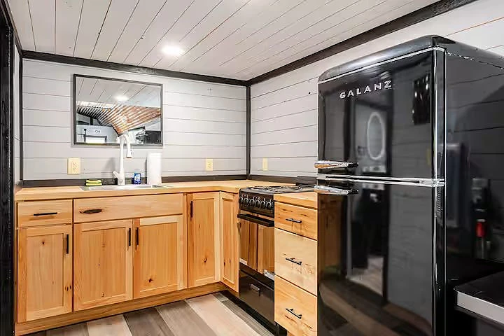 Kitchen inside a Moto Supreme sleeping cabin