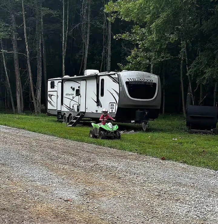 Outdoor gathering area on the 174-acre property
