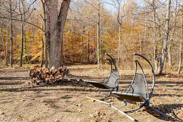 Outdoor gathering area on the 174-acre property