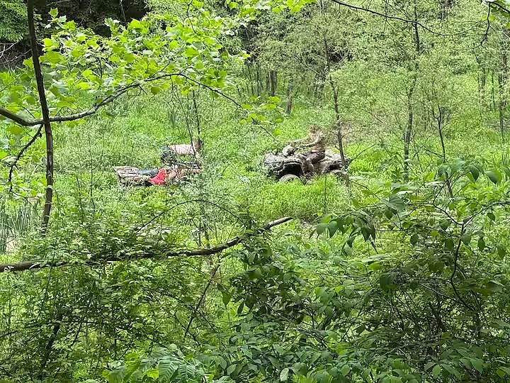 Wooded riding trail on the 174-acre Moto Supreme property