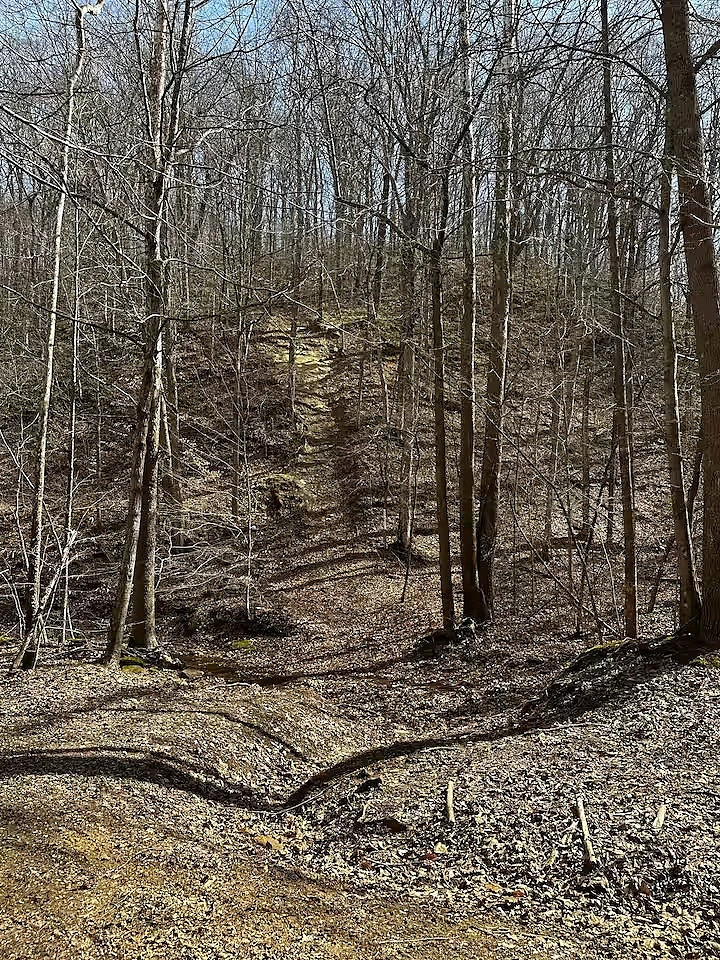 Open trail section on the private property near Norman, Indiana
