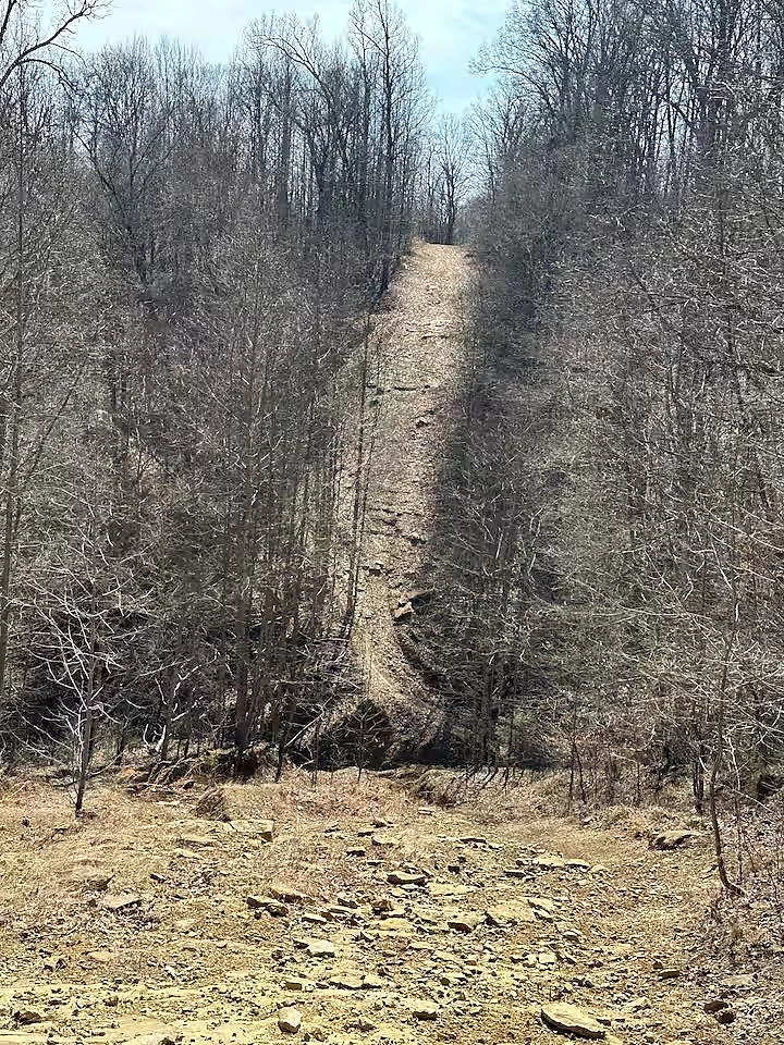 Open trail section on the private property near Norman, Indiana